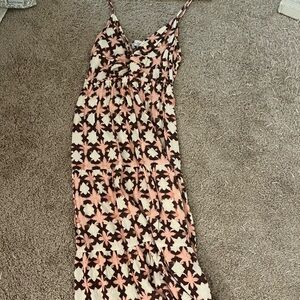 LOFT Floral Dress in Pink and Brown
